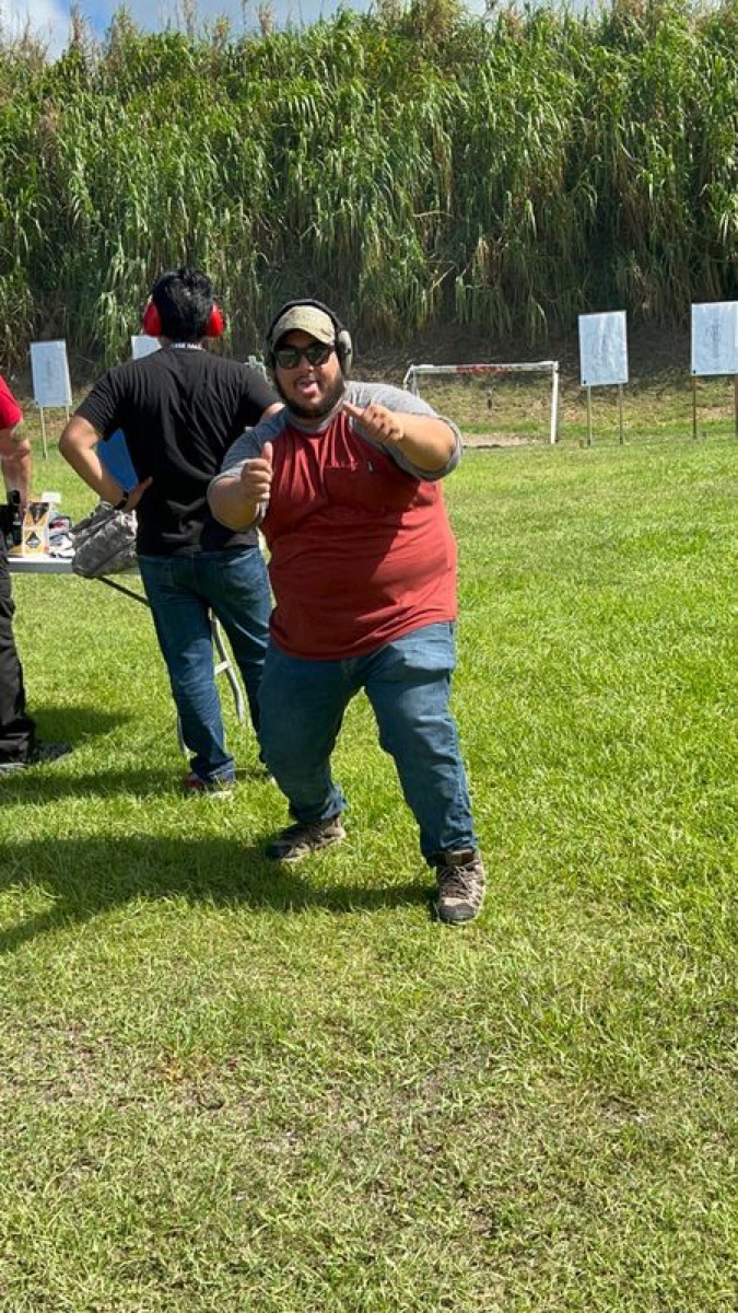Student practicing pistol fundamentals at 360 Tactical Miami