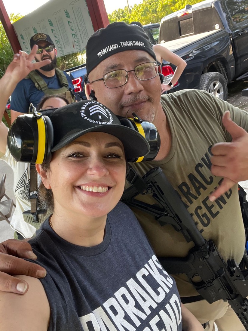 Student with 360 Tactical instructor at the firing range in Miami